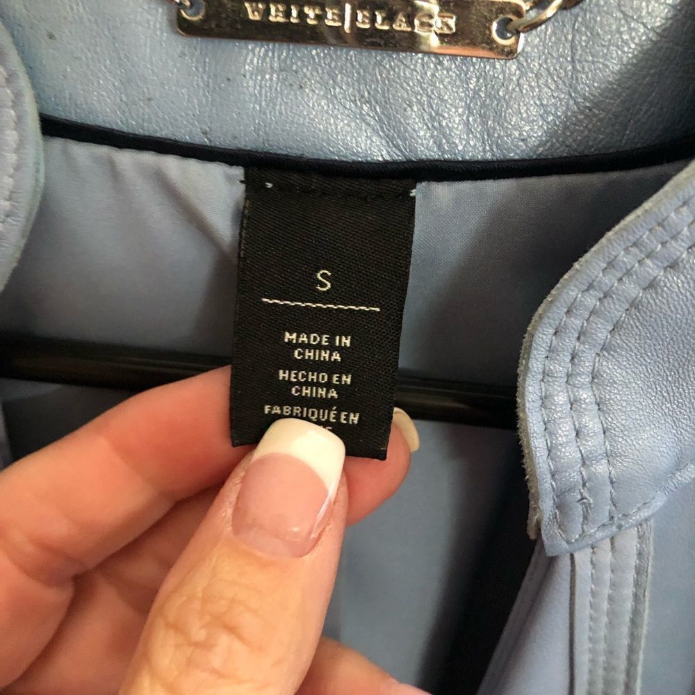 White House Black Market Blue Leather Jacket - Picture 7 of 7